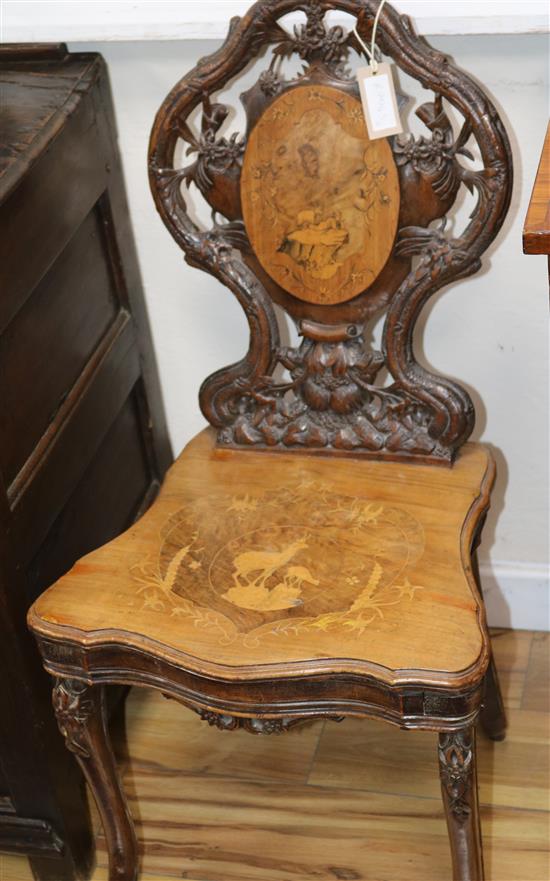 A 19th century Tyrolean marquetry musical chair